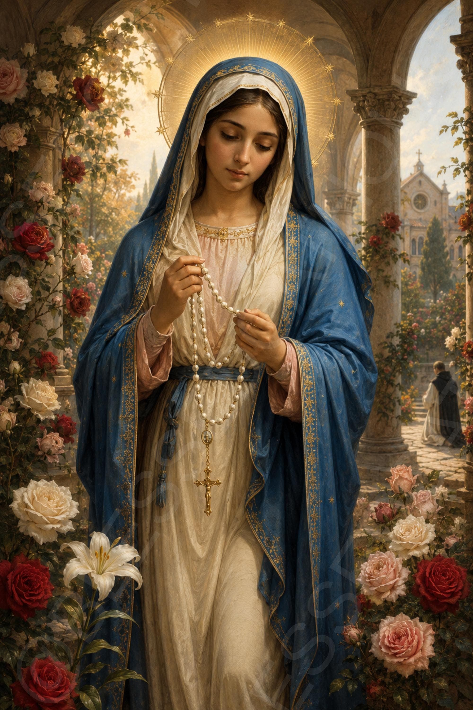 Our Lady of the Rosary Art: Marian Devotion Printable (Digital Download)