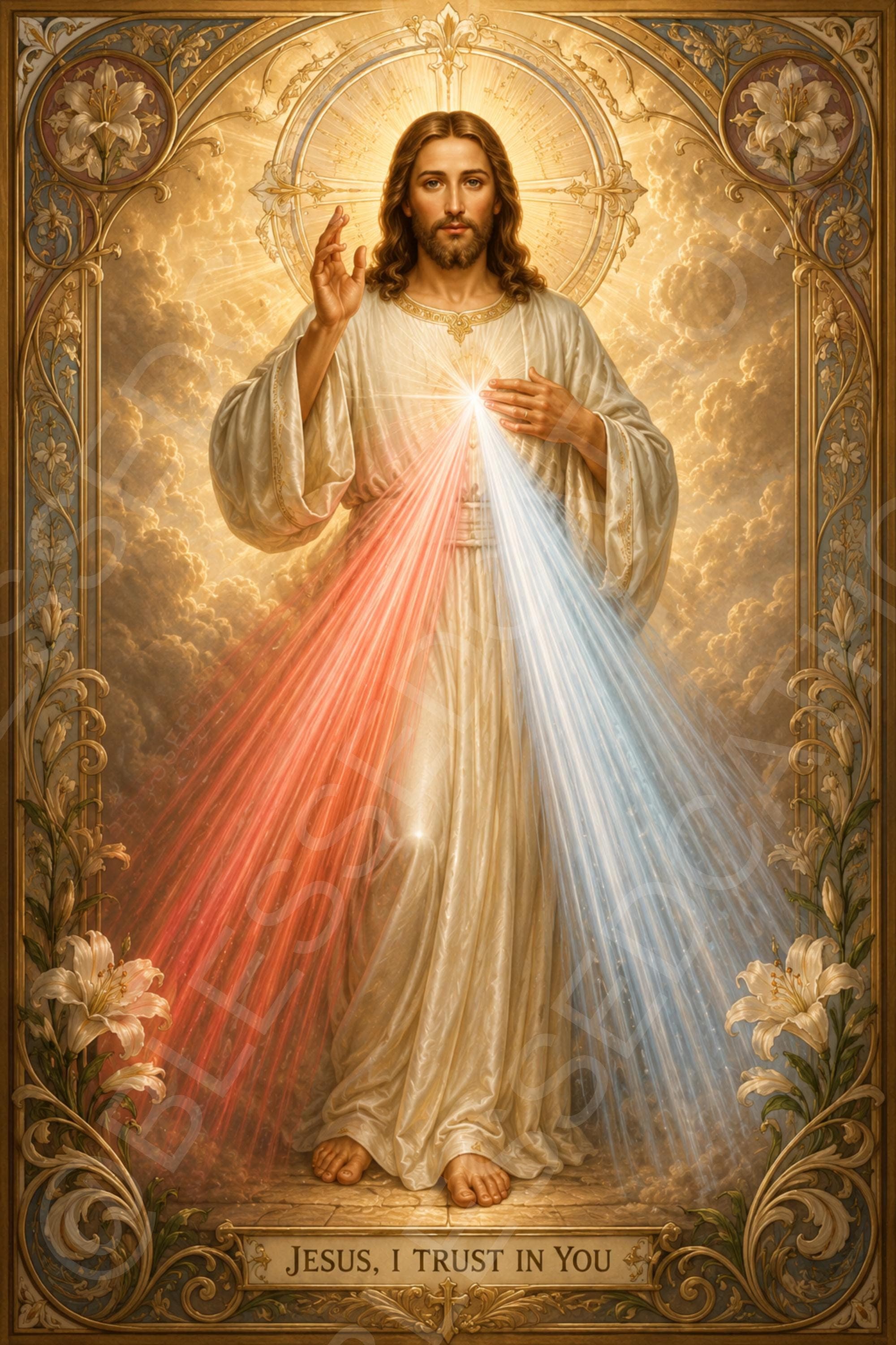 Divine Mercy of Jesus Printable Art: Jesus I Trust in You (Digital Download) - Etsy listing image 1