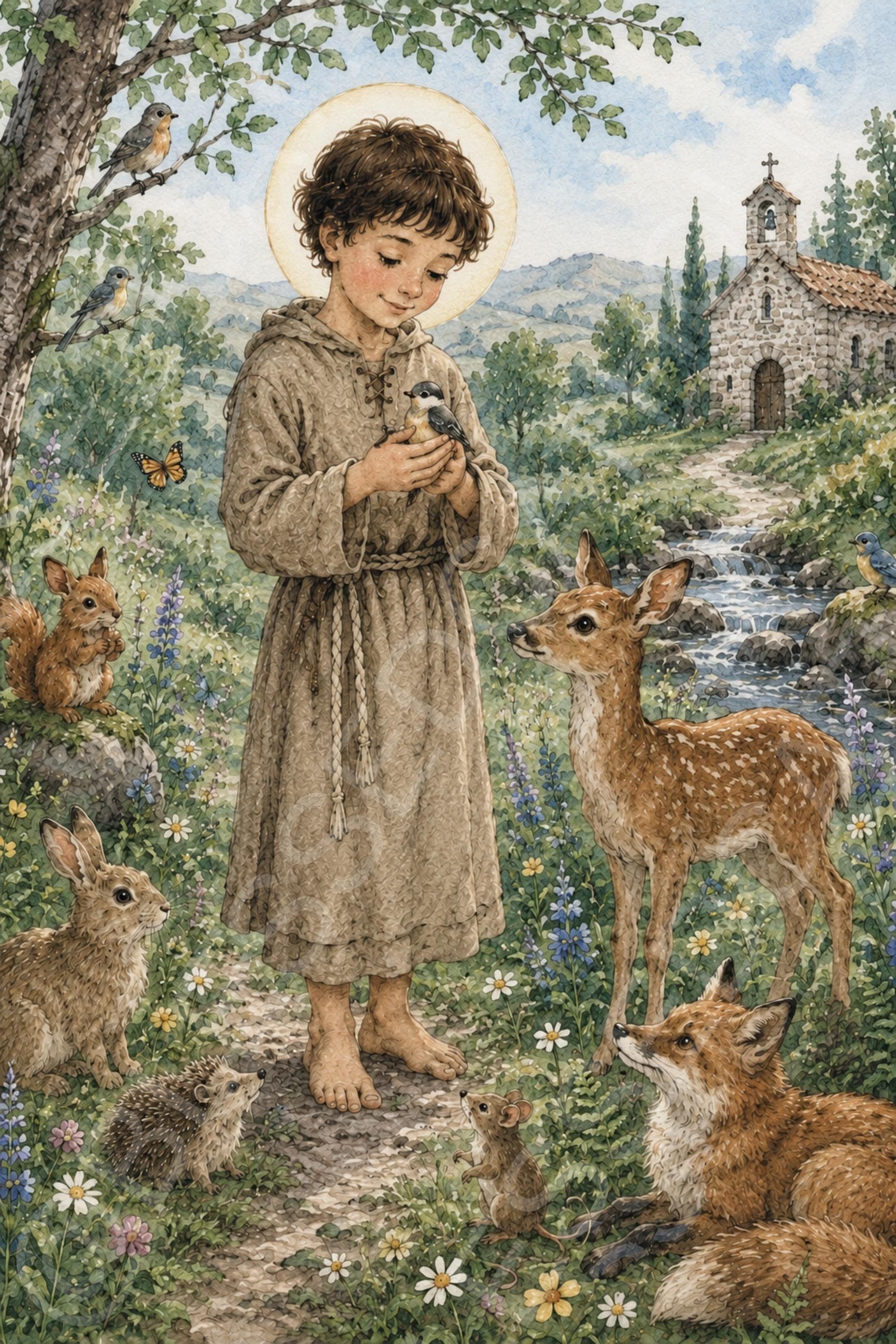 Little Saint Francis of Assisi Printable: Catholic Patron of Animals Wall Art (Digital Download) - Etsy listing image 1