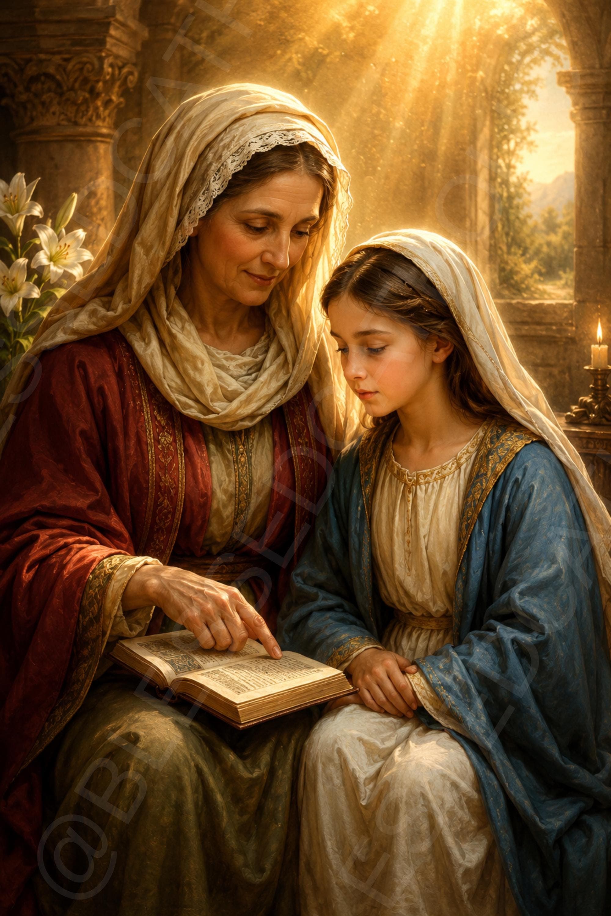 Saint Anne Teaching Child Mary Catholic Art: Patron Saint for Pregnancy (Digital Download) - Etsy listing image 1