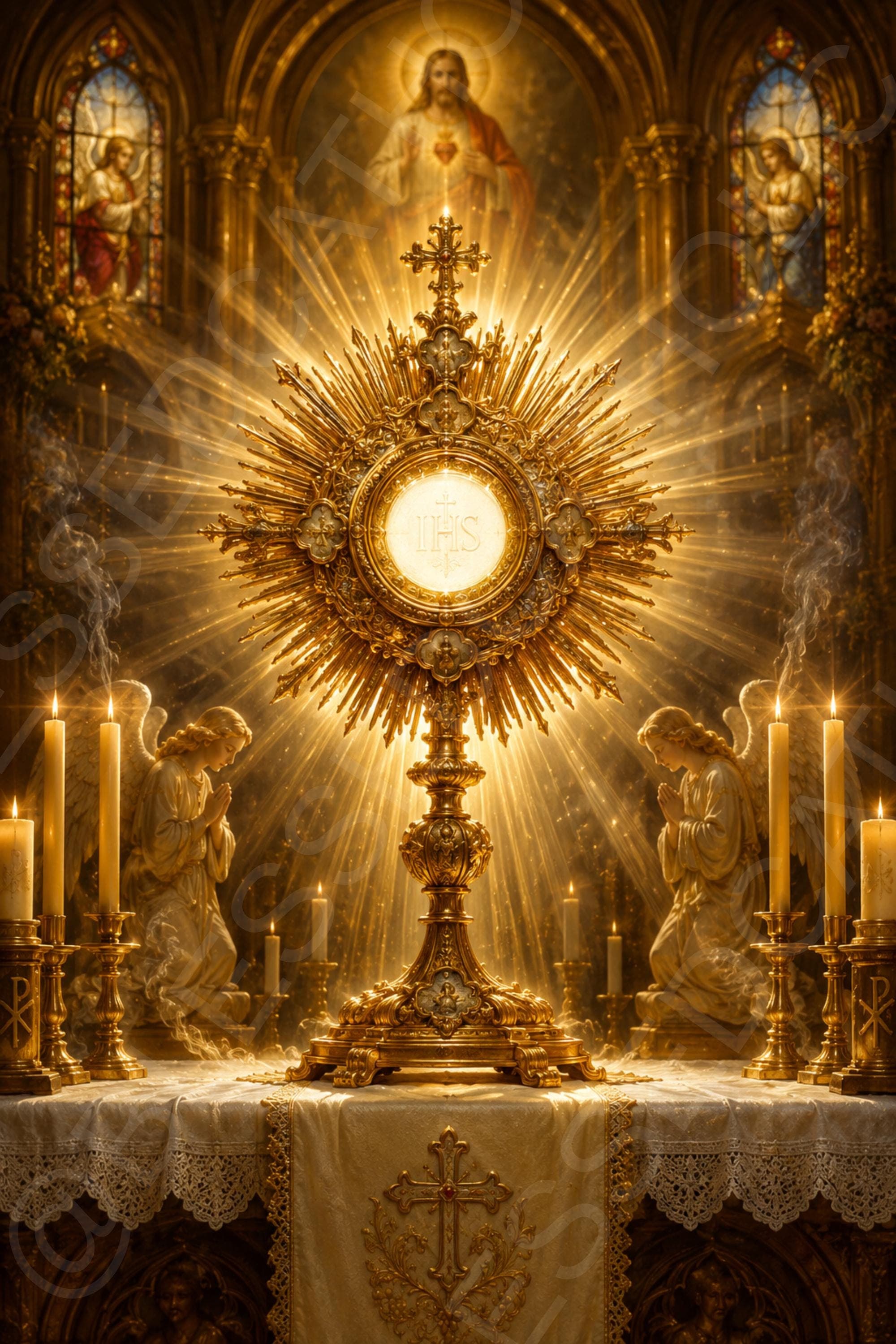 Eucharistic Adoration Wall Art: Monstrance Catholic Devotional Printable (Digital Download) - Etsy listing image 1