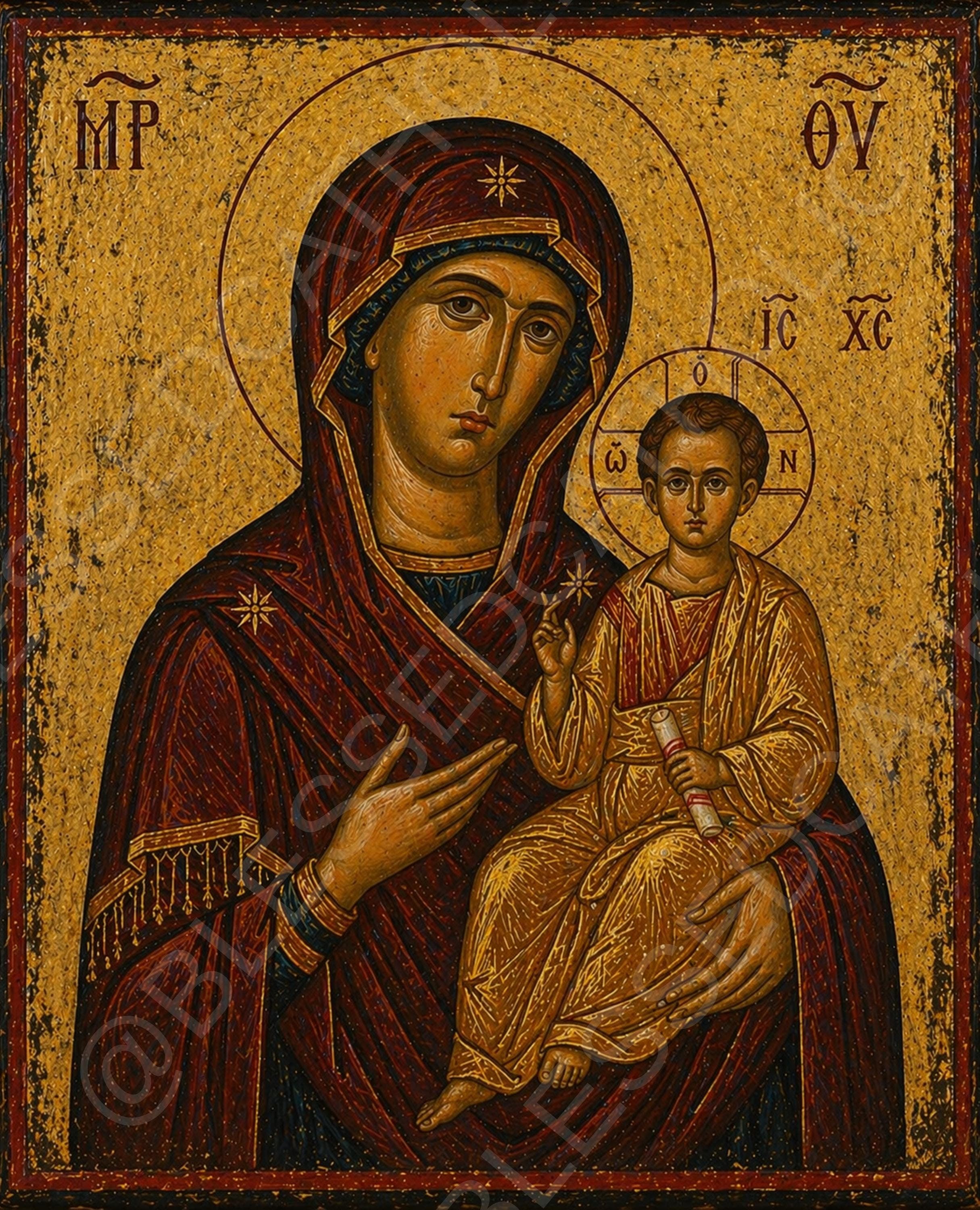Theotokos Hodegetria Icon: Byzantine Madonna and Child Orthodox Art (Digital Download) - Etsy listing image 1