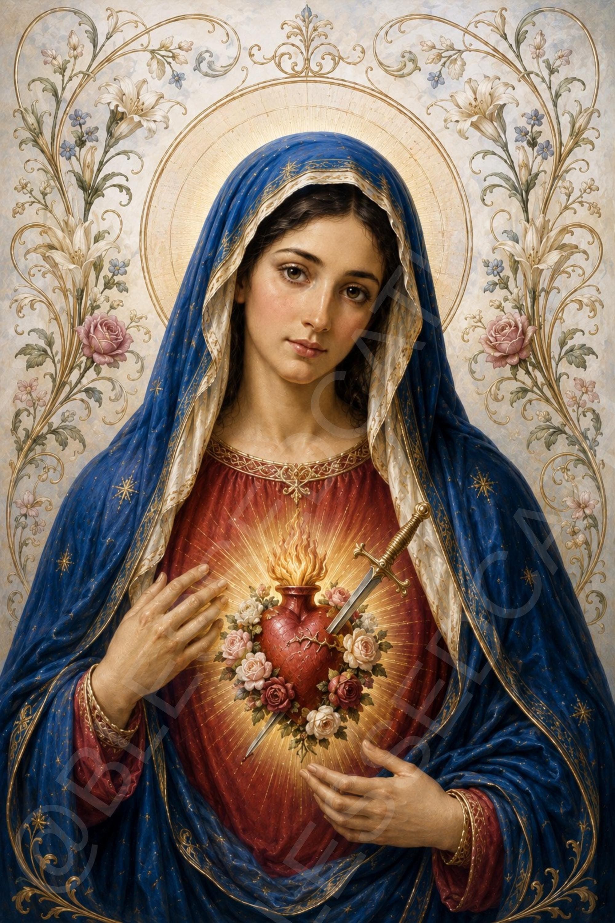 Immaculate Heart of Mary Art: Virgin Mary Printable (Digital Download) - Etsy listing image 1