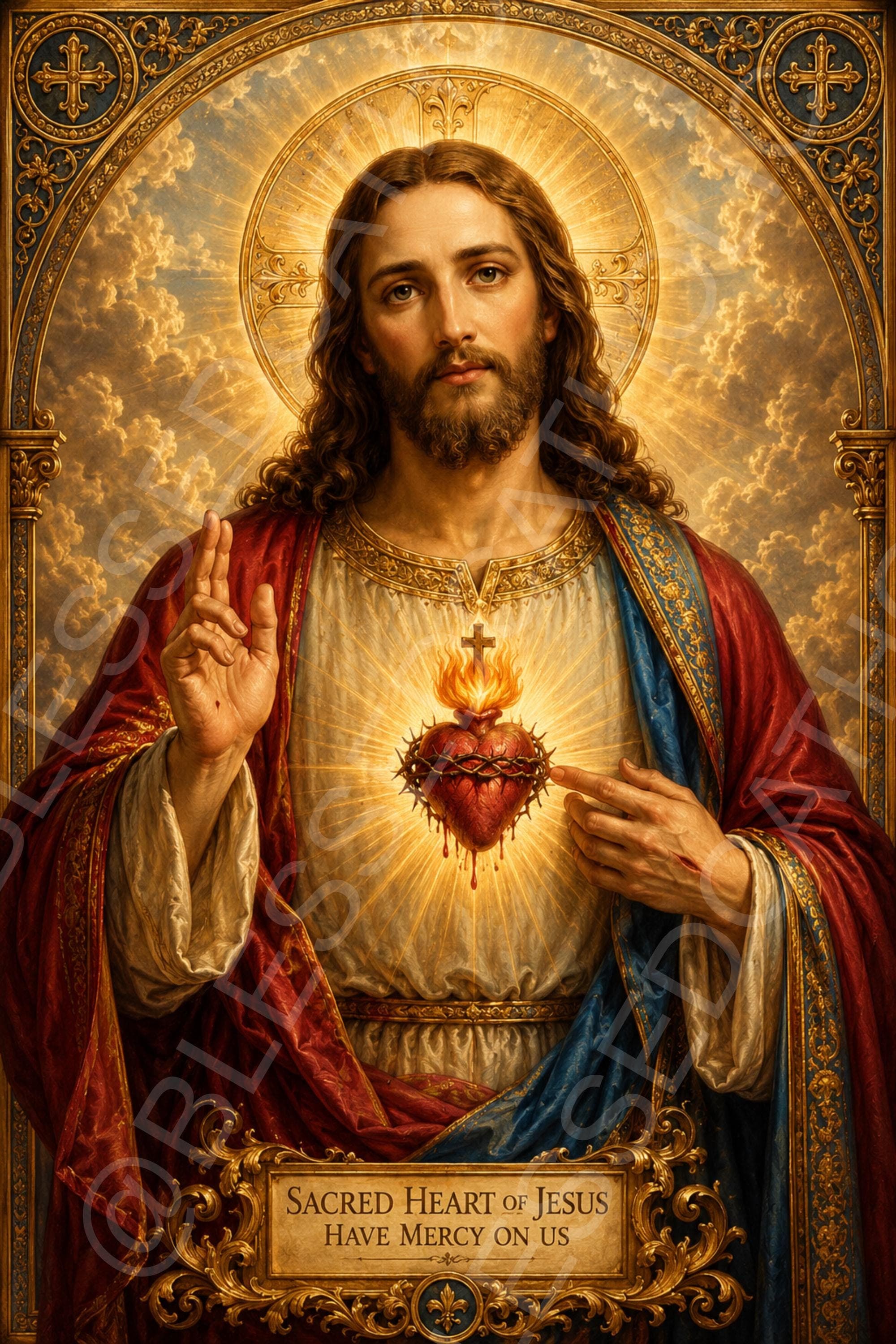 Sacred Heart of Jesus Printable: Divine Mercy Artwork (digital download)