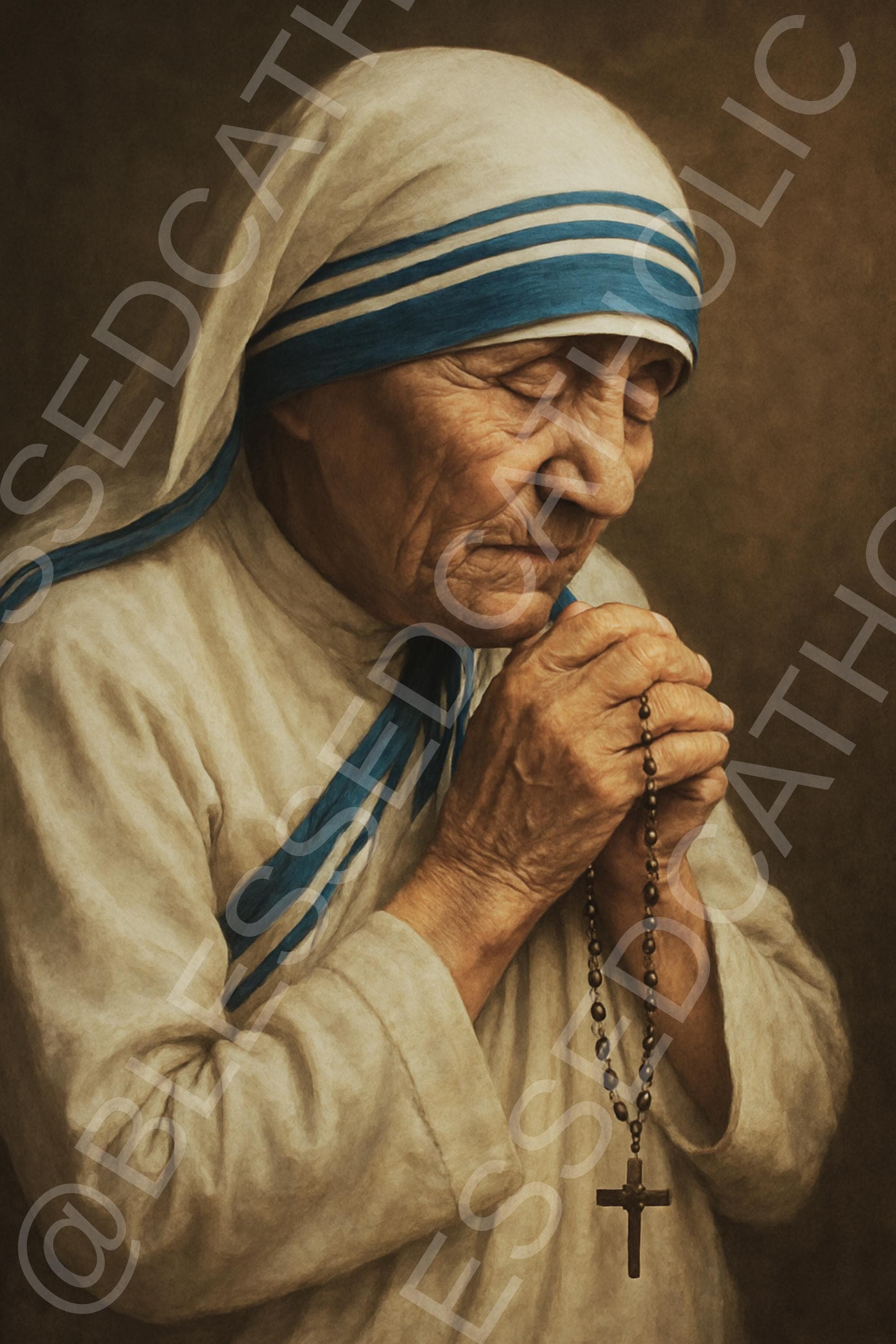 Mother Teresa Portrait: Catholic Wall Art, Saint Teresa of Calcutta (Digital Download)