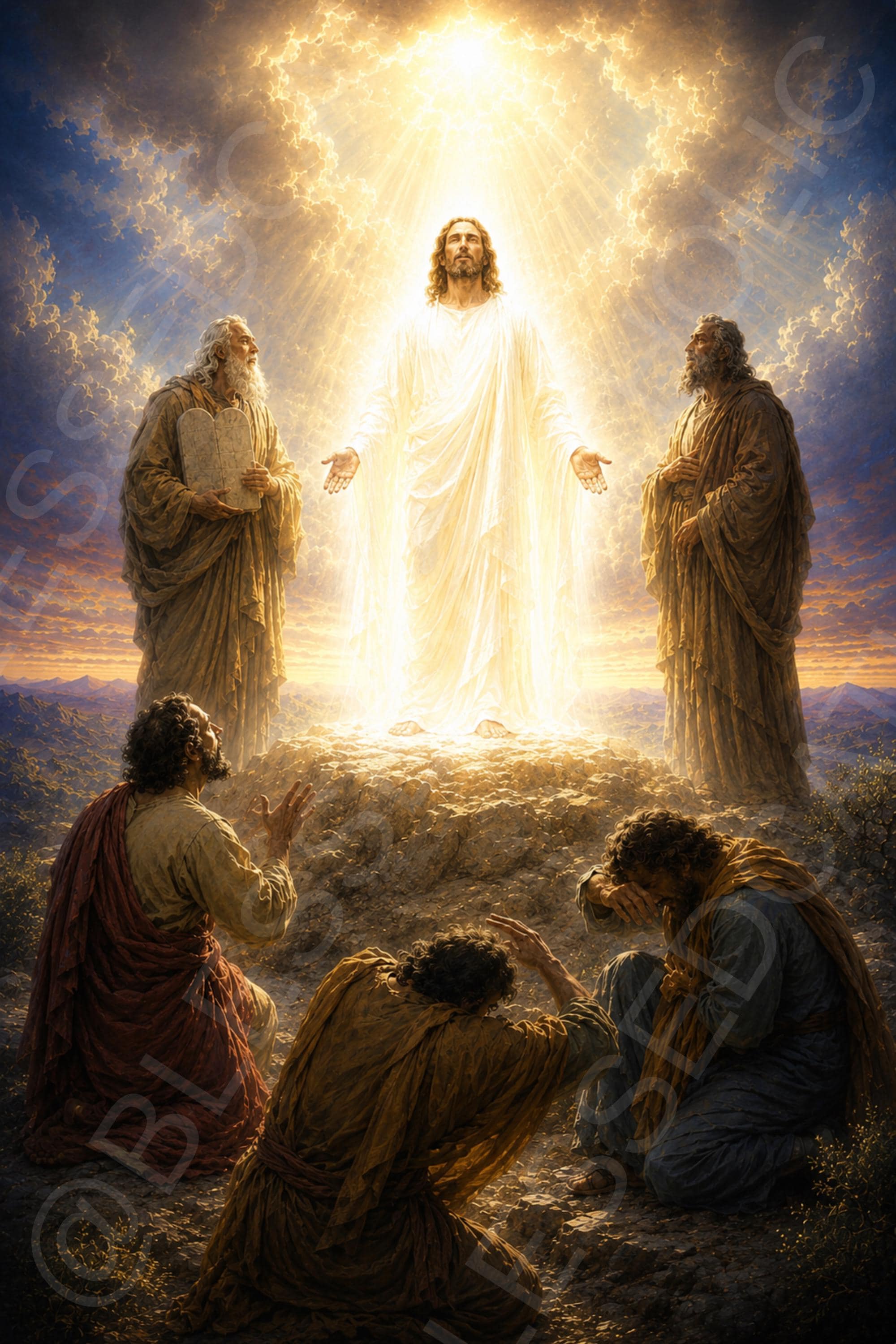 Transfiguration of Our Lord Catholic Art Printable: Jesus Christ Radiant in Divine Glory