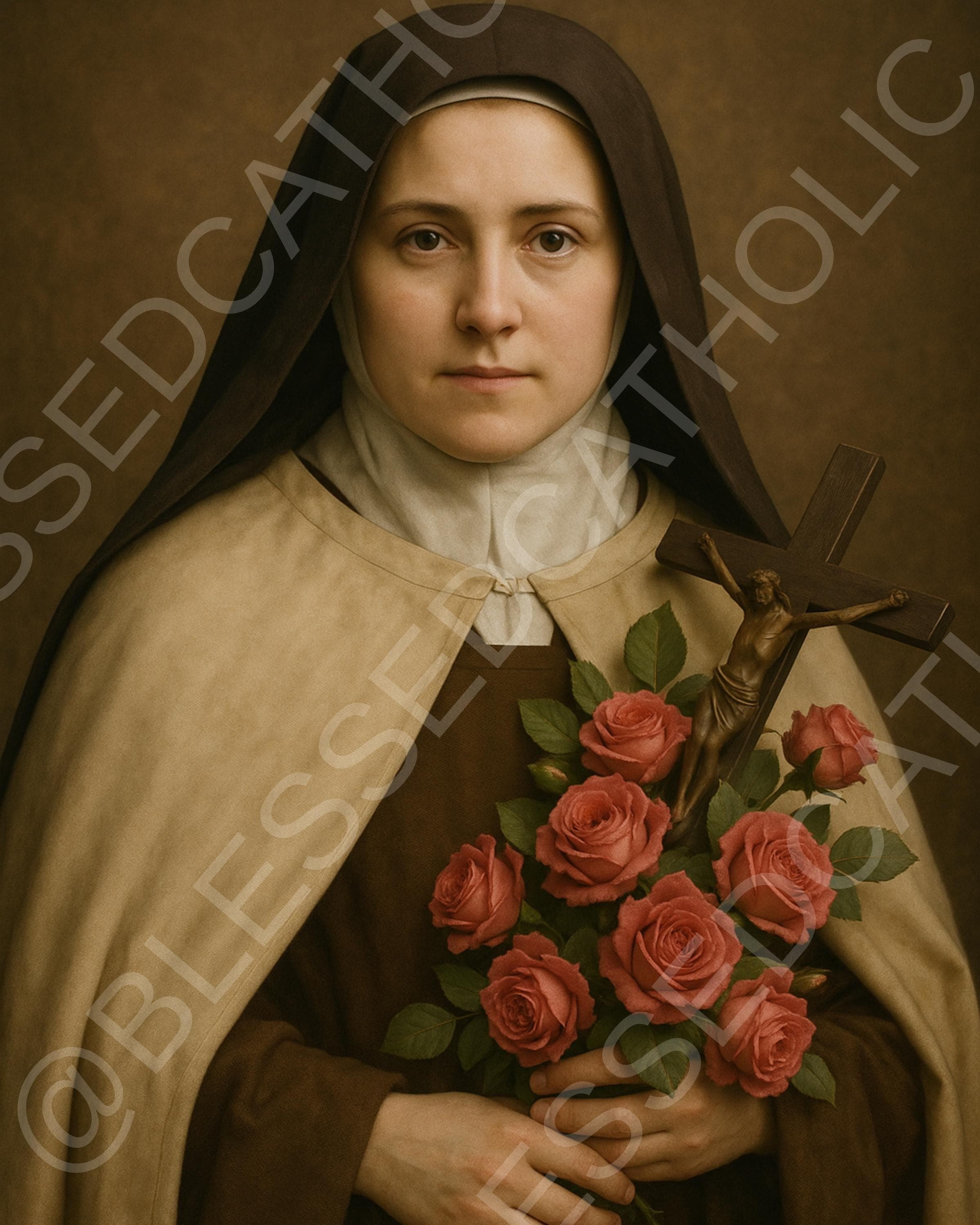 Saint Therese of Lisieux Art: Traditional Catholic Digital Artwork