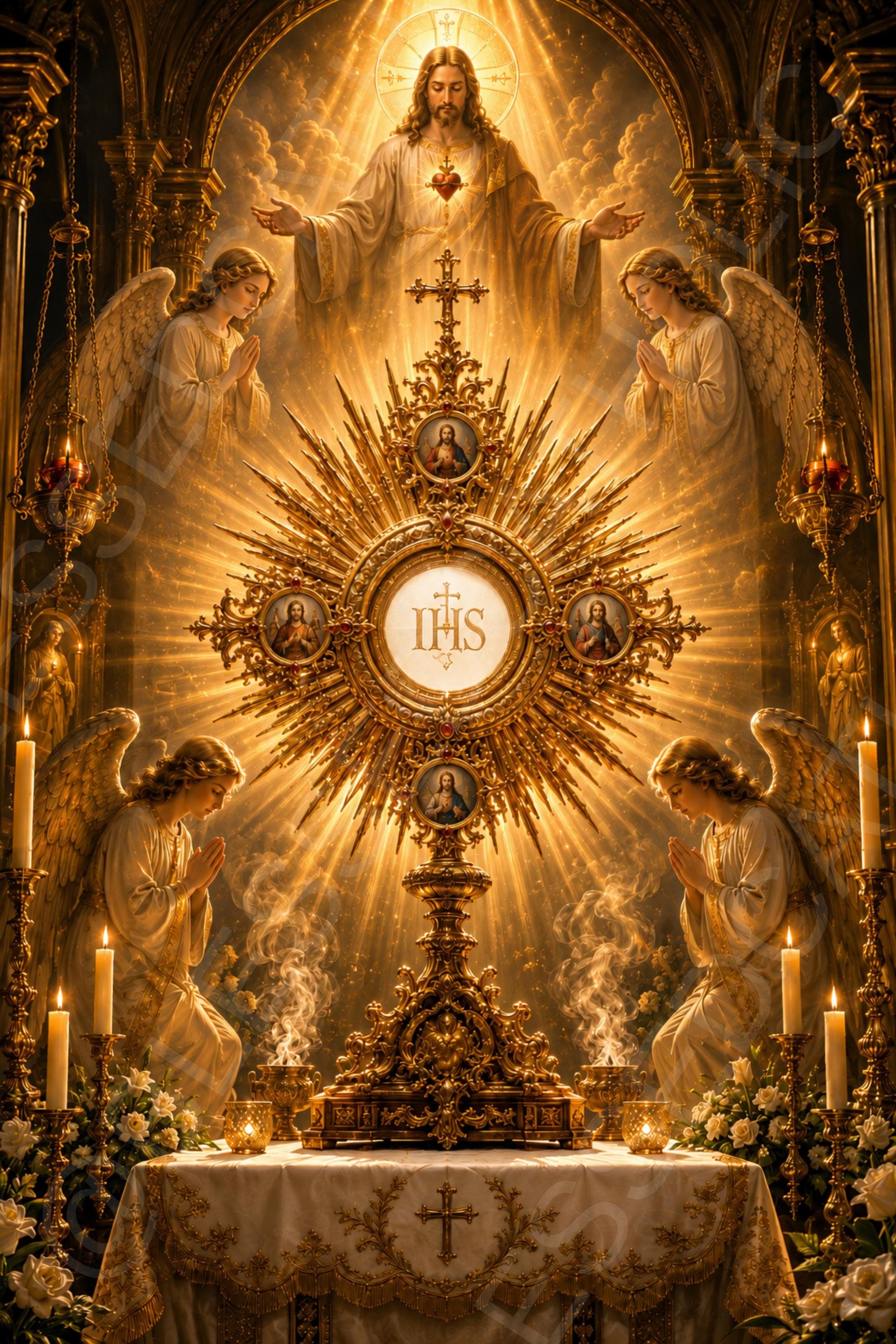 Eucharistic Adoration Printable Wall Art: Blessed Sacrament Decor (Digital Download) - Etsy listing image 1