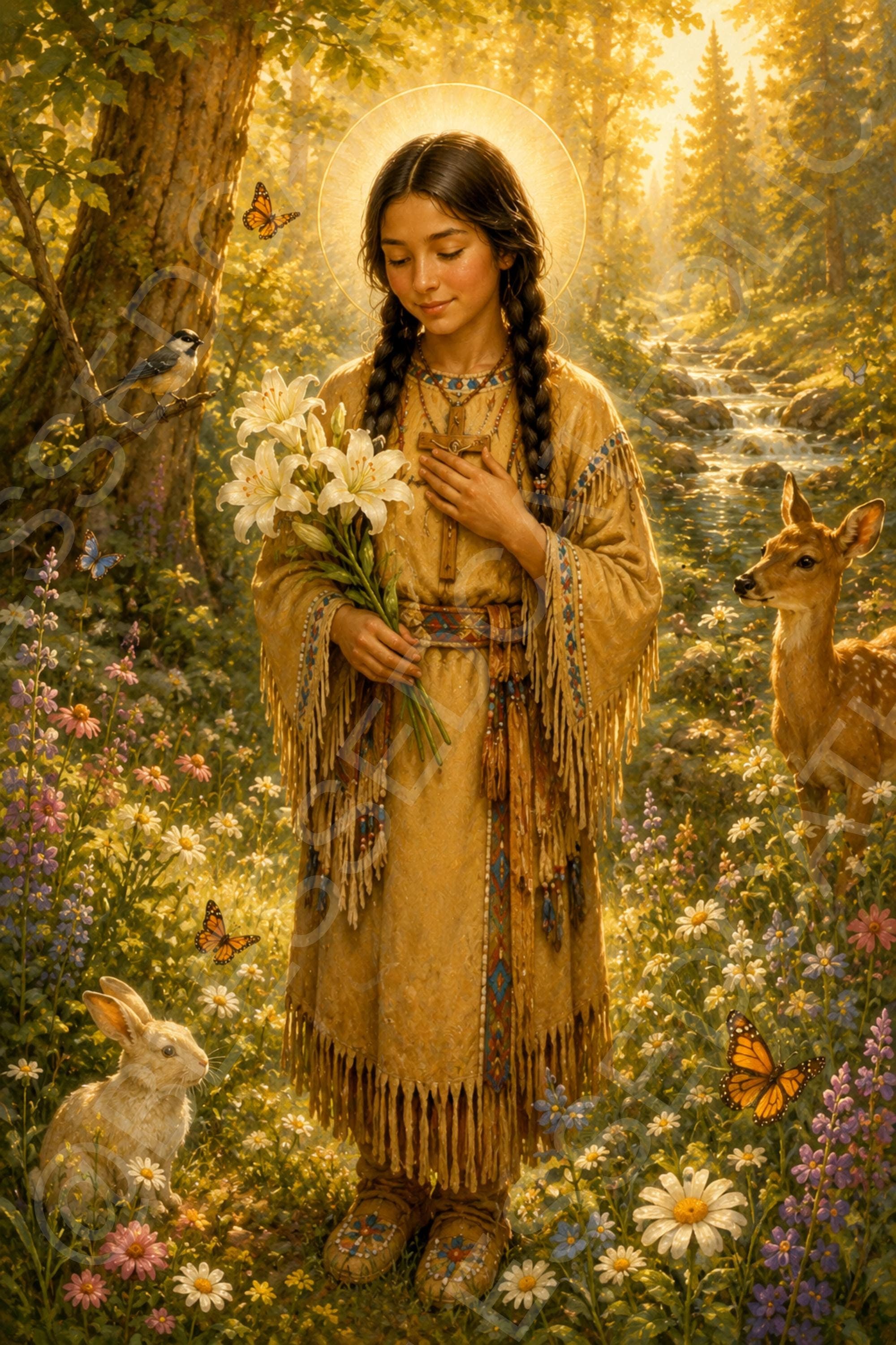 Saint Kateri Tekakwitha Child Printable: Lily of the Mohawks Catholic Nursery Art (Digital Download)